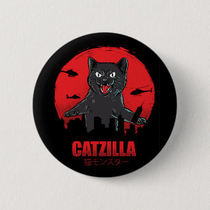 Catzilla Monster Cat Classic Round Knapp