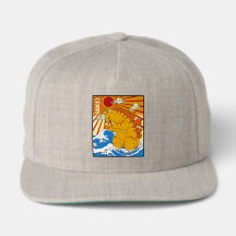 Catzilla Off Kanagawa Rolig Japansk Konst Katt Gra