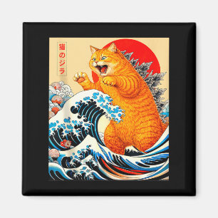 Catzilla orange katt japansk konst för män kvinnor magnet