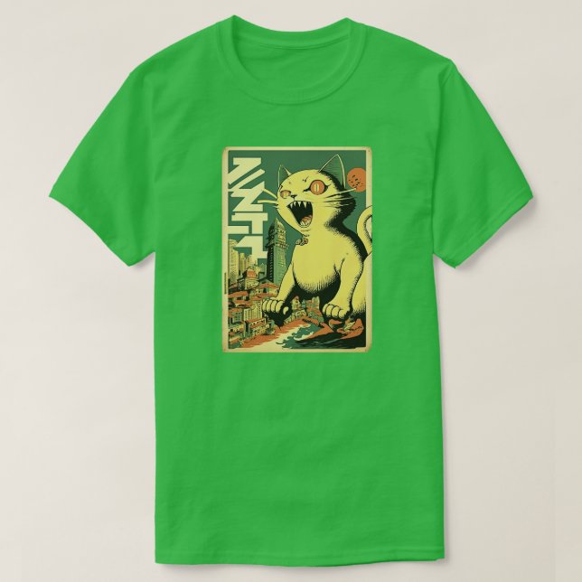 Catzilla strejkor tillbaka t shirt (Design framsida)