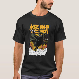 Catzilla Vs Kaiju Vintage Funny Cute Cat Art Japan T Shirt