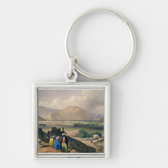 Caubul från begrava som malas på berg Ridg Fyrkantig Silverfärgad Nyckelring (Framsidan)