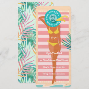 Caucasian Beach Babe Summer Vibe Beach Party Inbjudningar