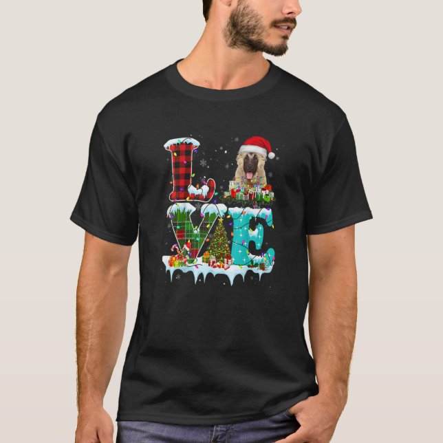 Caucasian Shepherd Christmas Tree Light Pajama Dog T Shirt (Framsida)