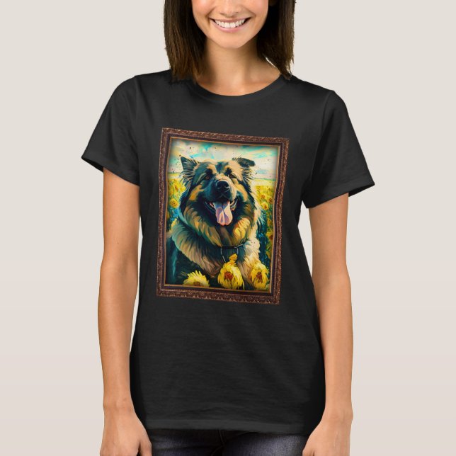 Caucasian Shepherd Painting Sunflower Flower Mom W T Shirt (Framsida)