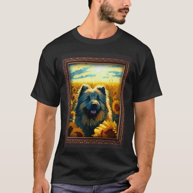 Caucasian Shepherd Painting Sunflower Flower Mom W T Shirt (Framsida)