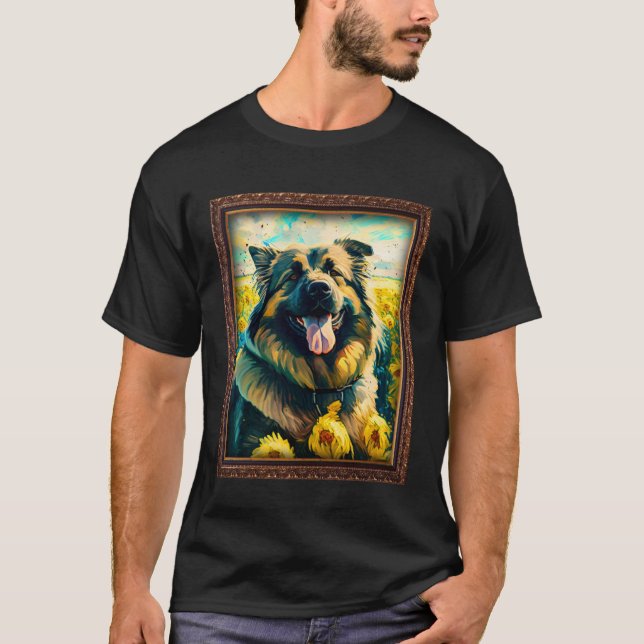 Caucasian Shepherd Painting Sunflower Flower Mom W T Shirt (Framsida)