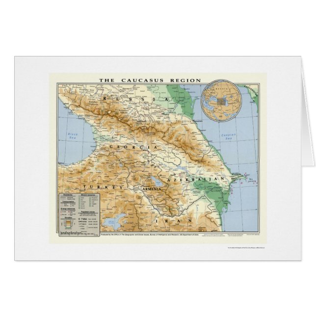 Caucasus regionkarta 1994 hälsningskort (Framsidan Horizontal)