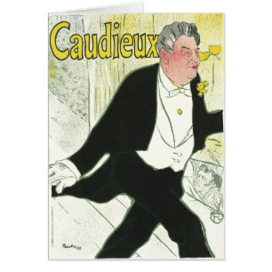 Caudieux av Toulouse Lautrec, Vintage Art Nouveau Hälsningskort
