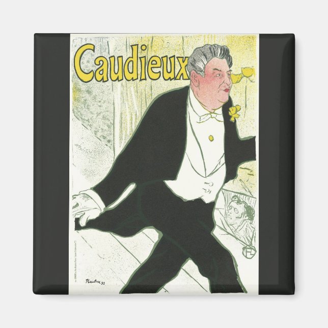Caudieux av Toulouse Lautrec, Vintage Art nouveau Magnet (Framsidan)