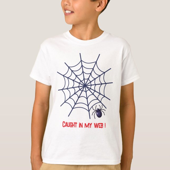 Caught In My Web – Funny Spider Halloween T-Shirt  (Framsida)