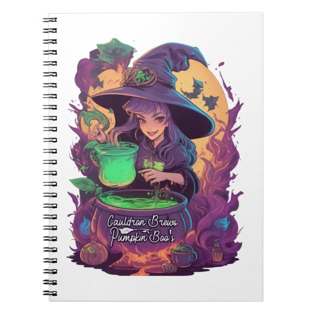 Cauldron Brews Pumpkin Boo's Sticker Anteckningsbok (Framsidan)