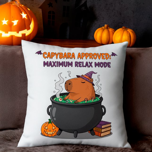 Cauldron Capybara Halloween Witch Kudde (Skapare uppladdad)