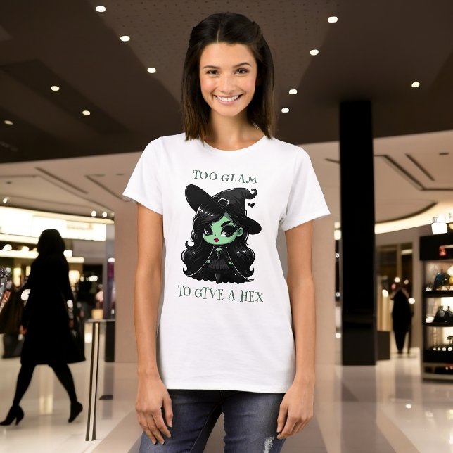 Cauldron Couture: Grönt Glam and Spellbound T Shirt (Glam green witch and saying fun everyday witchy t-shirt)