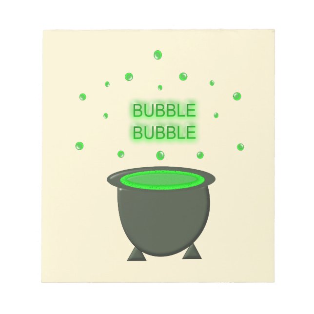 Cauldron och Bubbling Grönt Brew Halloween Anteckningsblock (Framsida)