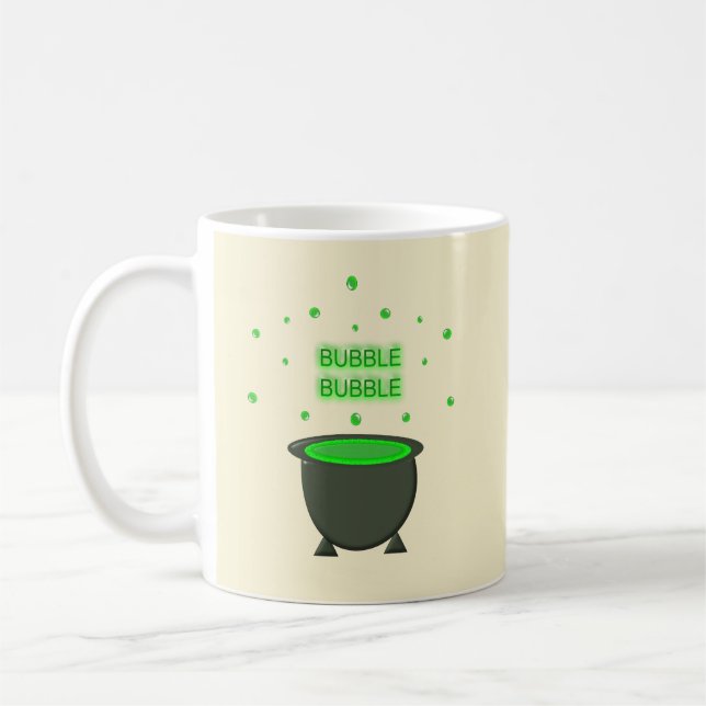 Cauldron och Bubbling Grönt Brew Halloween Kaffemugg (Vänster)