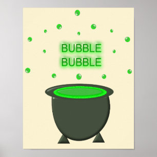 Cauldron och Bubbling Grönt Brew Halloween Poster