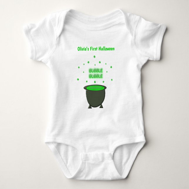 Cauldron och Bubbling Grönt Brew Halloween T Shirt (Framsida)