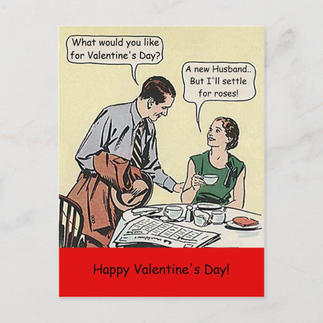 Caustic Humor Valentines day tecknad par lustig da Helg Vykort (Framsida)