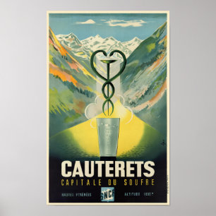 Cauterets Frankrike Vintage affisch