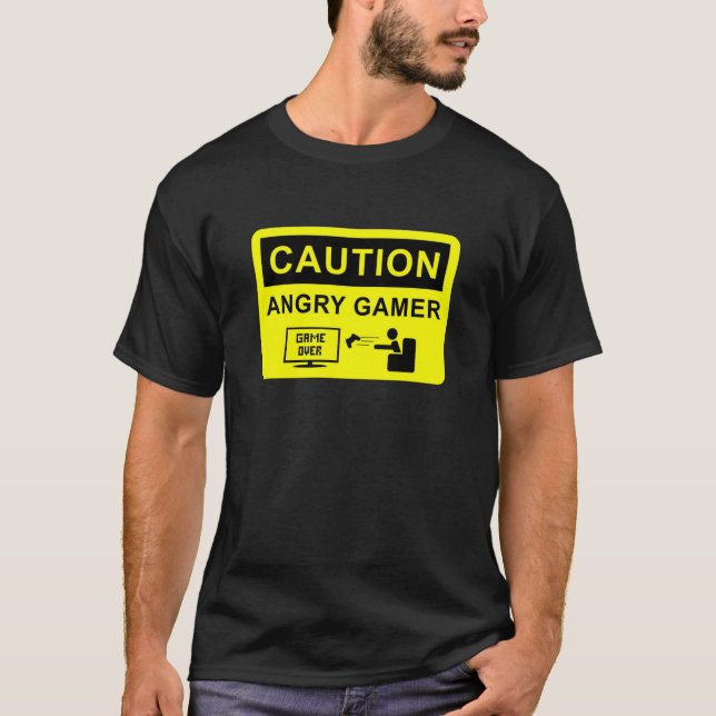 Caution Angry Gamer Tee (Framsida)