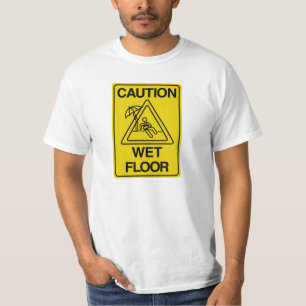 CAUTION BLÖT GOLV - Lustigt T Shirt