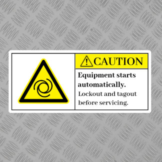 Caution Equipment Starts Automatically Label Klistermärken