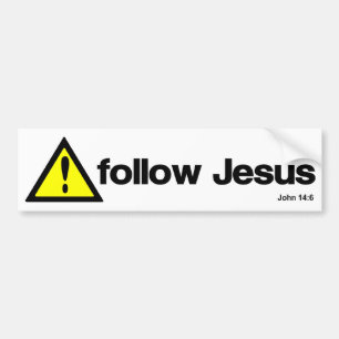 Caution följer Jesus Bildekal