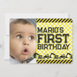 Caution! Funny First Birthday party Invitation Inbjudningar