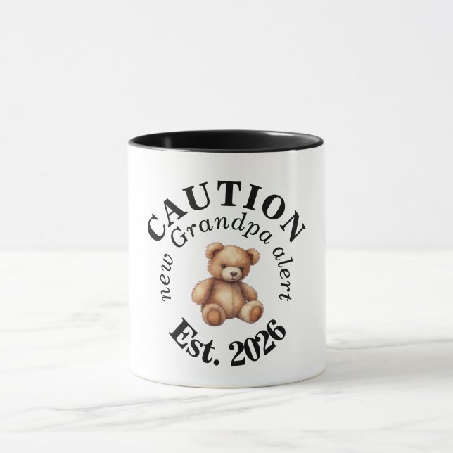 CAUTION new Grandpa alert- Teddy Baby Announcement Mugg (Center)