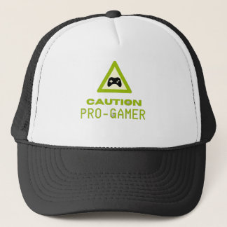 Caution Pro-Gamer Trucker Hat - Retro Gaming Style Keps