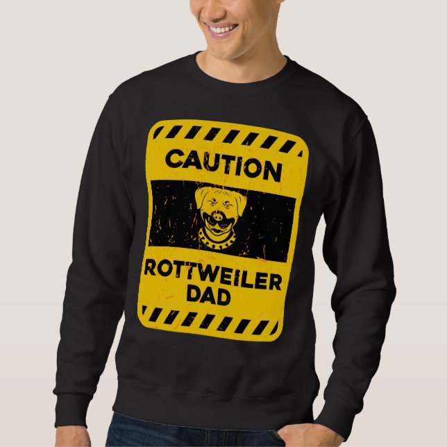 Caution Rottweiler Pappa Lång Ärmad Tröja (Framsida)