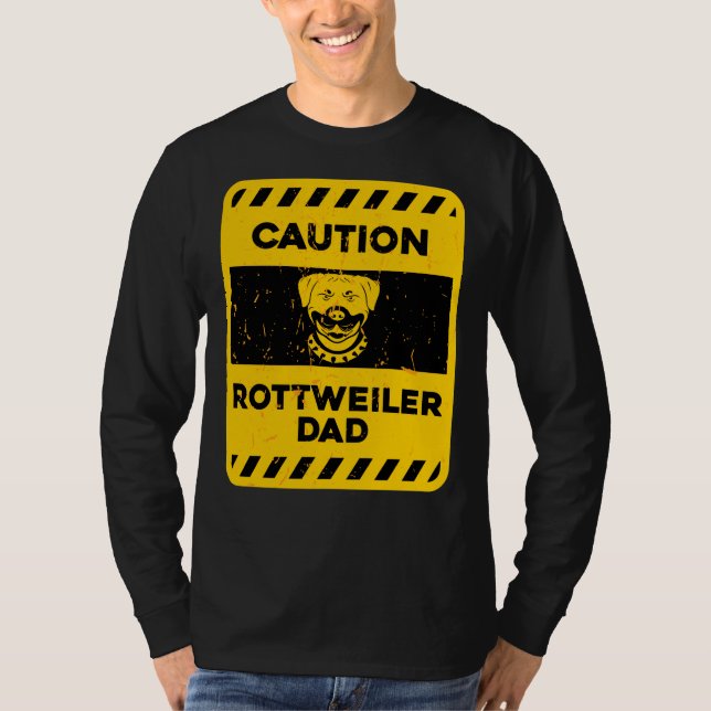 Caution Rottweiler Pappa T Shirt (Framsida)