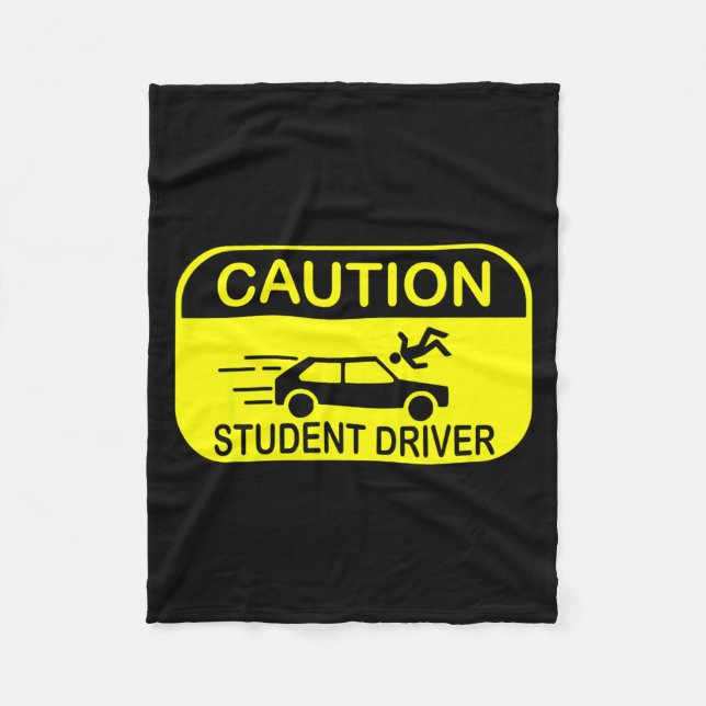 Caution Student Driver Funny  Fleecefilt (Framsidan)