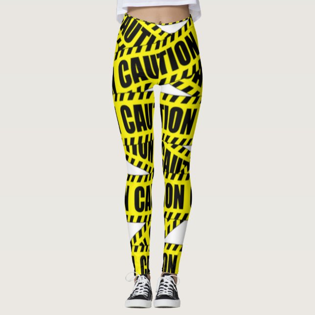 Caution tejpar designdamasker leggings (Framsida)