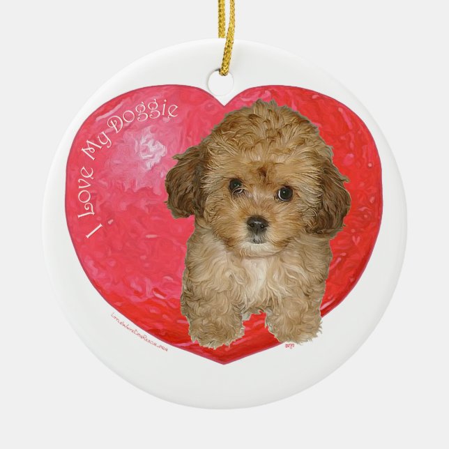 Cavachon Alla hjärtans dag Julgransprydnad Keramik (Framsidan)