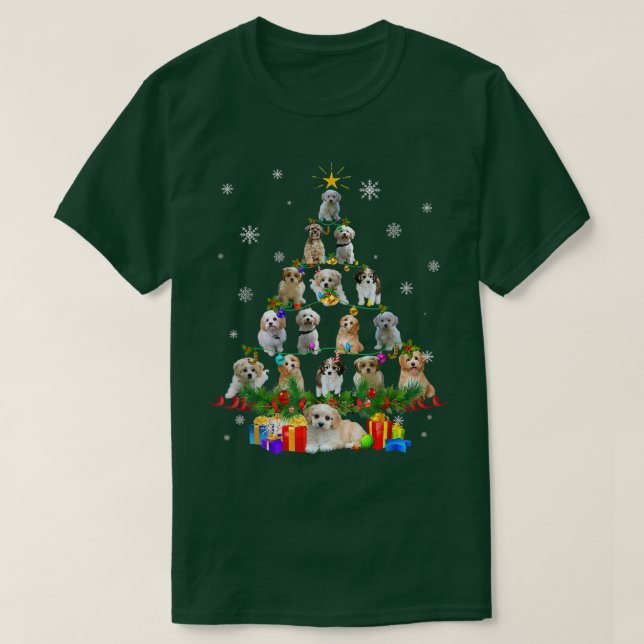 Cavachon Christmas Tree Lights Funny Lover Dog Xma T Shirt (Design framsida)