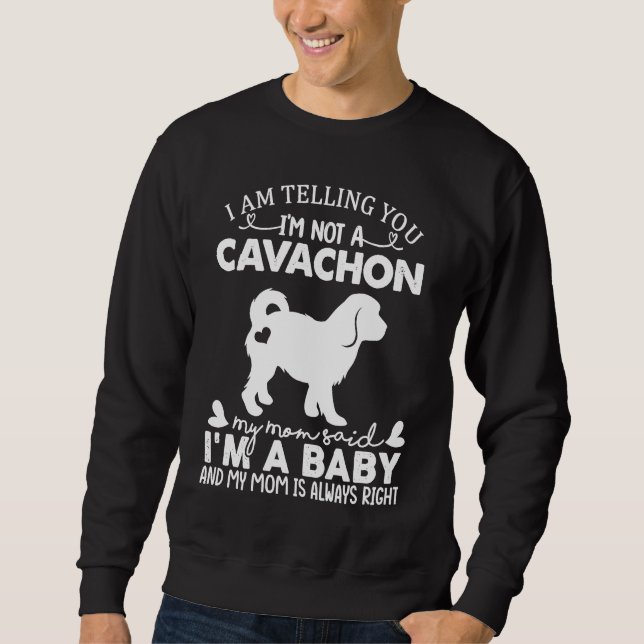 Cavachon Dog   For Women Mom Mama Baby Dog Lång Ärmad Tröja (Framsida)