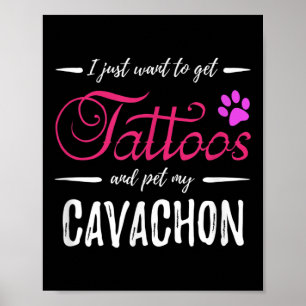 Cavachon Hund älskare Tattoo Rolig hund Mamma Gift Poster