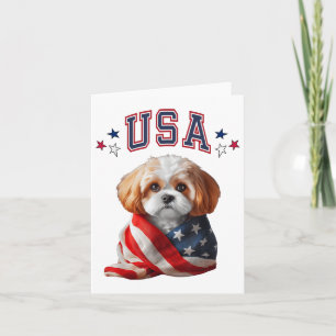 Cavachon Hund Usa Amerika Patriotisk Flagga Minnes Kort
