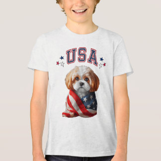 Cavachon Hund USA Patriotic Flagga Memorial,4 T Shirt