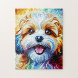 Cavachon Porträtt Acrylic Art Print Hund älskare Pussel