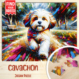 Cavachon Porträtt Acrylic Art Print Hund älskare Pussel