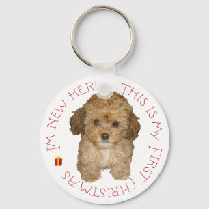 Cavachon Puppy Första jul Nyckelring