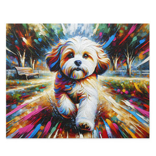 Cavachon Pussel: Sabel och Vit Cavalier Bichon Pussel