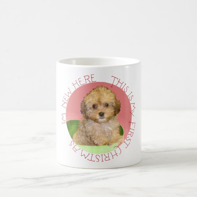 Cavachon-valp första julen kaffemugg (Center)