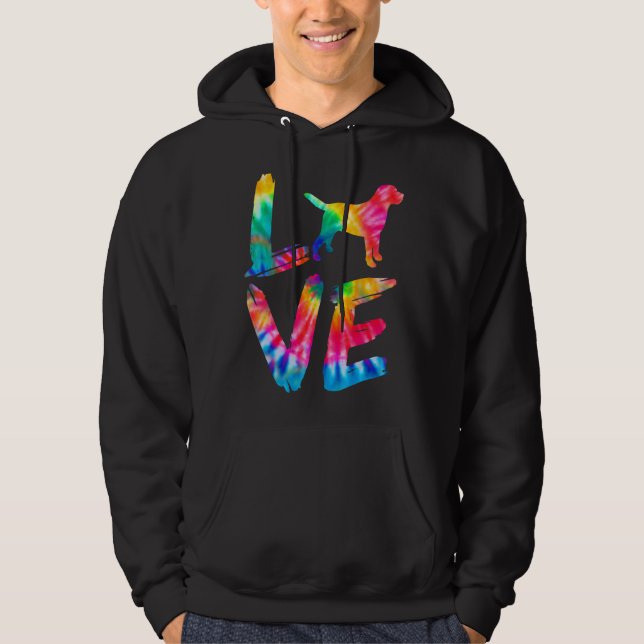 Cavador Tie Dye Kärlek Hund Mamma Pappa Hoodie (Framsida)