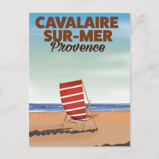 Cavalaire-sur-Mer Provence strand reseskylt Vykort (Framsida)