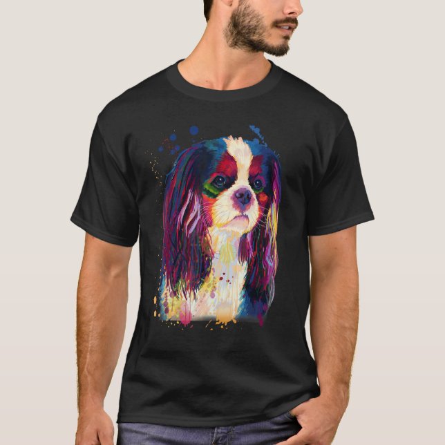 Cavalier Beautiful Look Splash Painting T Shirt (Framsida)