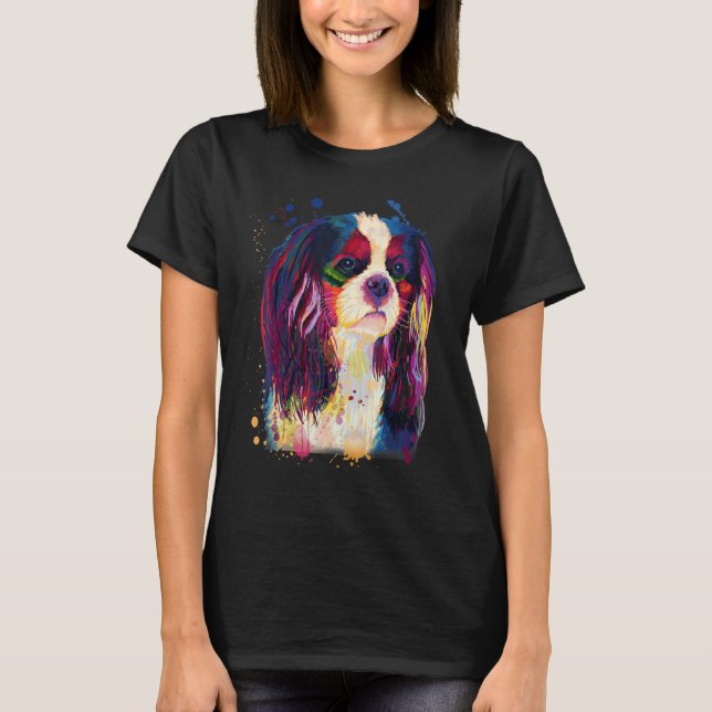 Cavalier Beautiful Look Splash Painting T Shirt (Framsida)